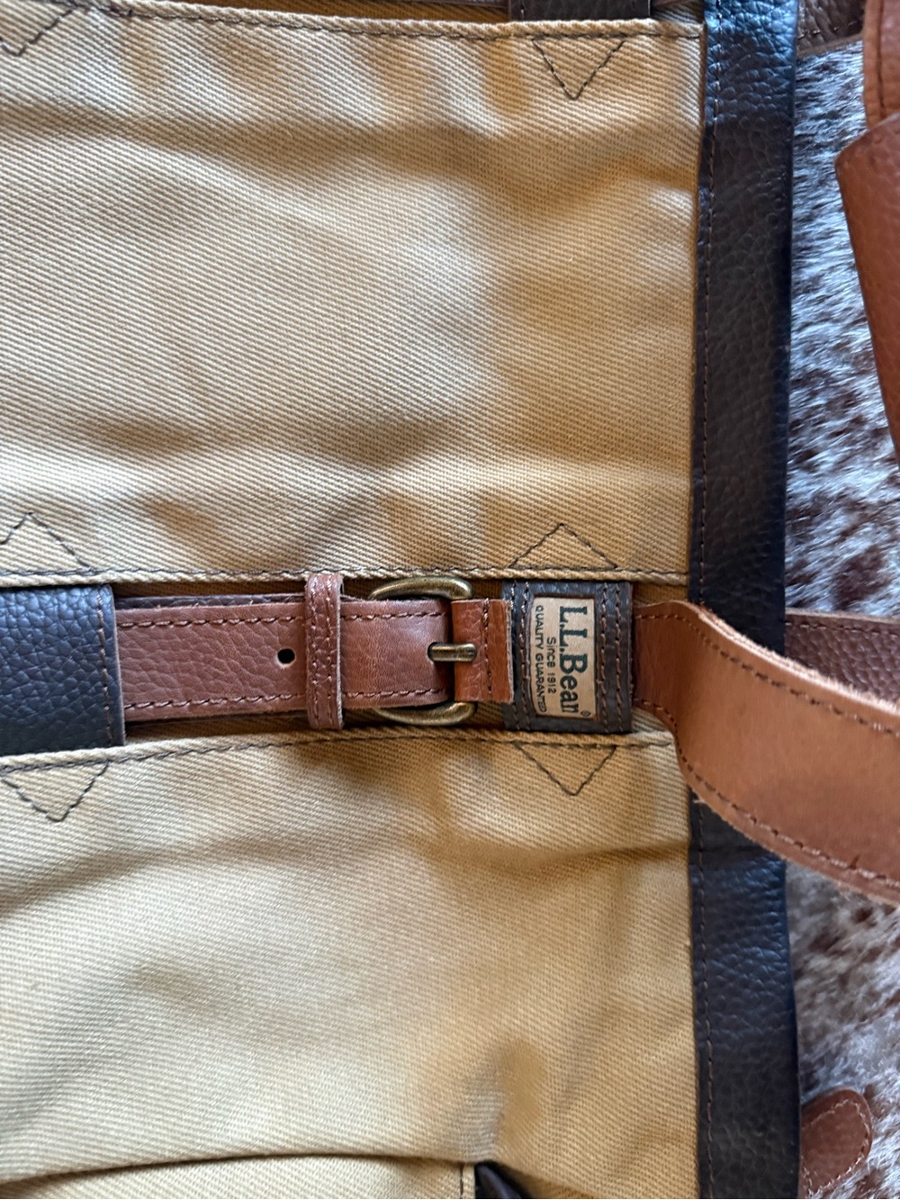 L.L. Bean Canvas and Leather Duffel Bag - Tan and Brown - Picture 2 of 6